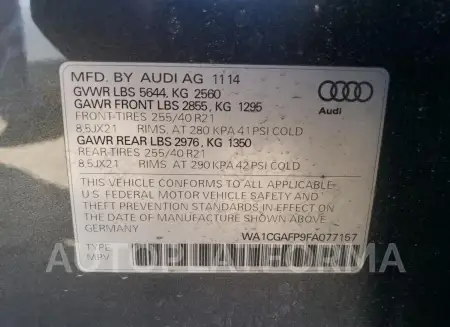 AUDI SQ5 PREMIU 2015 vin WA1CGAFP9FA077157 from auto auction Copart