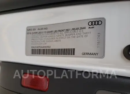 AUDI S5 PRESTIG 2018 vin WAUC4CF54JA092552 from auto auction Copart