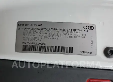 AUDI A5 PREMIUM 2018 vin WAUYNGF55JN002800 from auto auction Copart