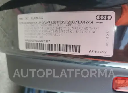 AUDI A5 PREMIUM 2021 vin WAU2AGF54MN001367 from auto auction Copart