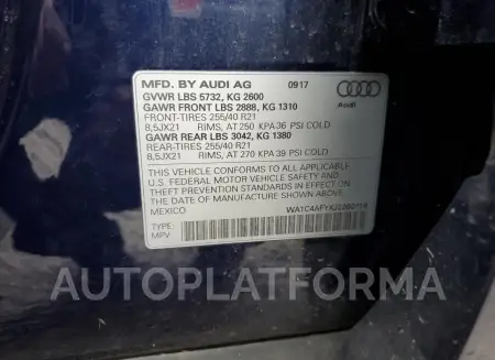 AUDI SQ5 PRESTI 2018 vin WA1C4AFYXJ2060419 from auto auction Copart