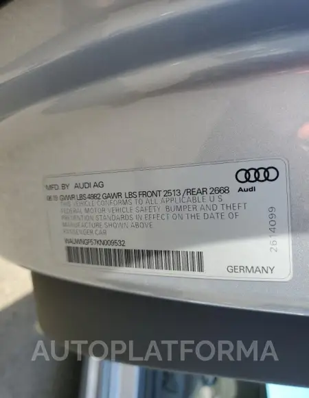 AUDI A5 PREMIUM 2019 vin WAUWNGF57KN009532 from auto auction Copart