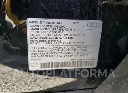 AUDI SQ5 PREMIU 2018 vin WA1A4AFY5J2023480 from auto auction Copart