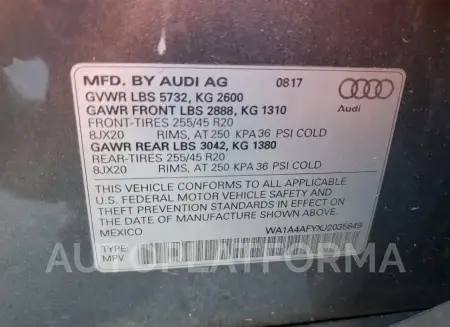 AUDI SQ5 PREMIU 2018 vin WA1A4AFYXJ2035849 from auto auction Copart