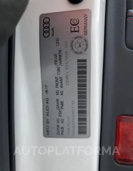 AUDI S5 PRESTIG 2018 vin WAUC4CF54JA012733 from auto auction Copart