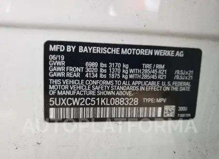 BMW X7 XDRIVE4 2019 vin 5UXCW2C51KL088328 from auto auction Copart