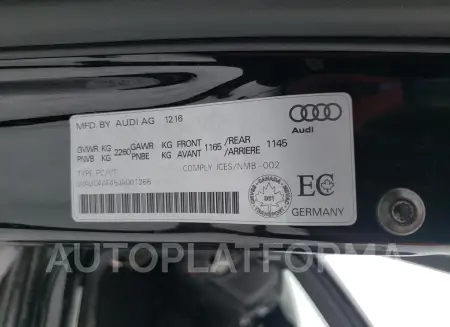 AUDI S4 PRESTIG 2018 vin WAUC4AF45JA001266 from auto auction Copart