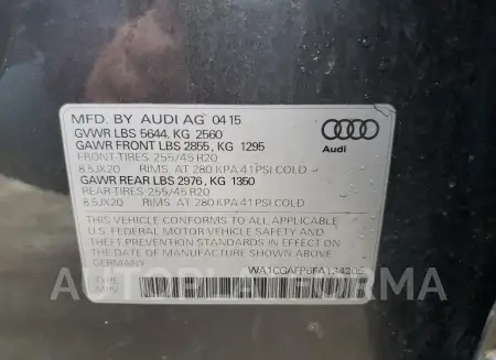 AUDI SQ5 PREMIU 2015 vin WA1CGAFP6FA134205 from auto auction Copart