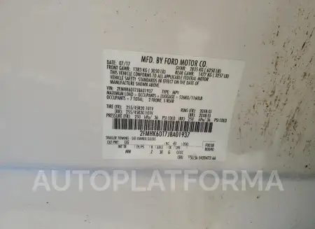 FORD FLEX LIMIT 2018 vin 2FMHK6DT7JBA01937 from auto auction Copart