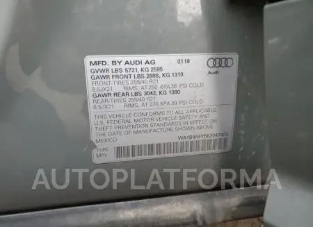 AUDI SQ5 PREMIU 2019 vin WA1B4AFY5K2047400 from auto auction Copart