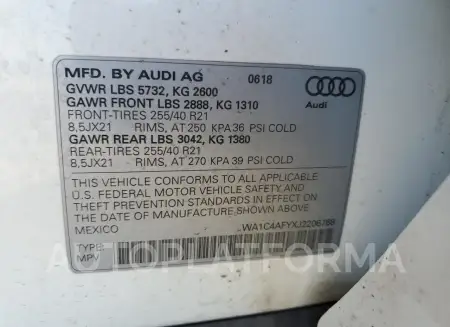 AUDI SQ5 PRESTI 2018 vin WA1C4AFYXJ2206768 from auto auction Copart