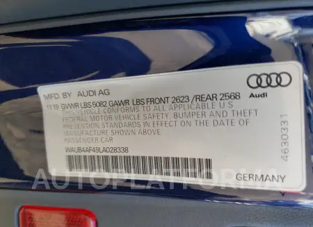 AUDI S4 PREMIUM 2020 vin WAUB4AF49LA028338 from auto auction Copart