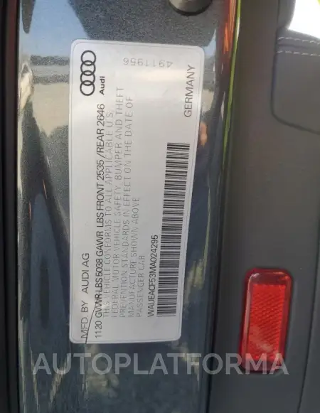 AUDI A5 PRESTIG 2021 vin WAUEACF53MA024295 from auto auction Copart