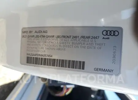 AUDI A5 PREMIUM 2021 vin WAUSAAF59MA057454 from auto auction Copart