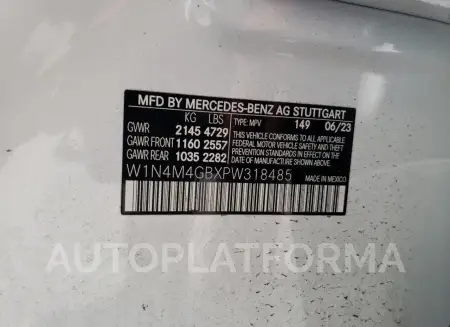 MERCEDES-BENZ GLB 250 2023 vin W1N4M4GBXPW318485 from auto auction Copart