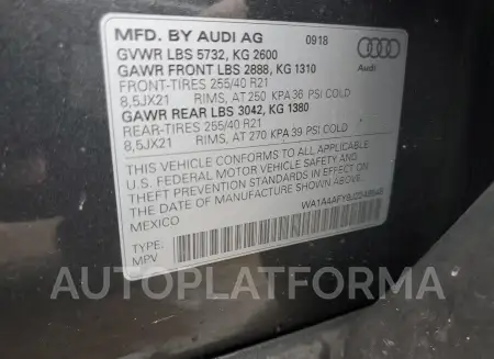 AUDI SQ5 PREMIU 2018 vin WA1A4AFY9J2248548 from auto auction Copart