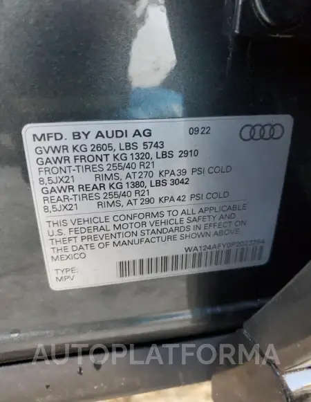 AUDI SQ5 SPORTB 2023 vin WA124AFY0P2023254 from auto auction Copart