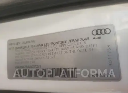 AUDI S5 PREMIUM 2018 vin WAUB4CF54JA031231 from auto auction Copart