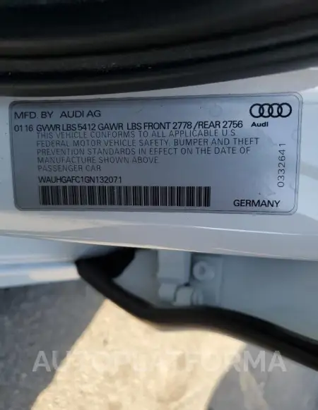 AUDI A6 PRESTIG 2016 vin WAUHGAFC1GN132071 from auto auction Copart