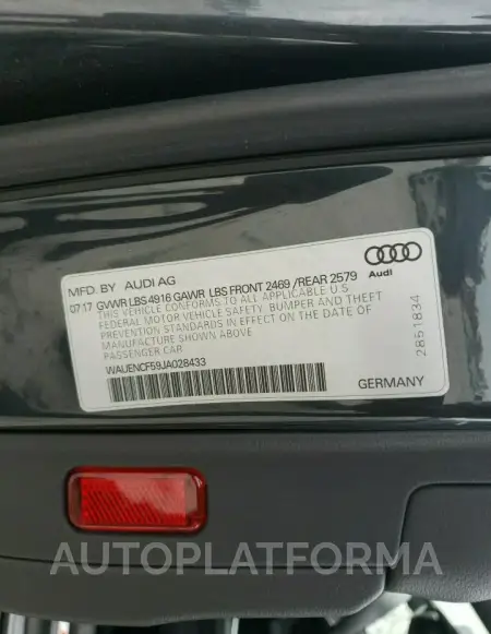 AUDI A5 PREMIUM 2018 vin WAUENCF59JA028433 from auto auction Copart