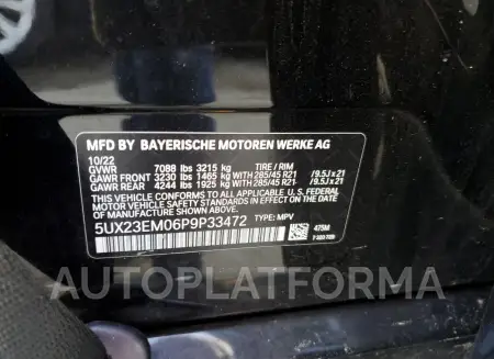 BMW X7 XDRIVE4 2023 vin 5UX23EM06P9P33472 from auto auction Copart