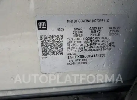 CHEVROLET BOLT EV 2L 2023 vin 1G1FX6S00P4134301 from auto auction Copart