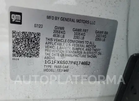 CHEVROLET BOLT EV 2L 2023 vin 1G1FX6S07P4174682 from auto auction Copart