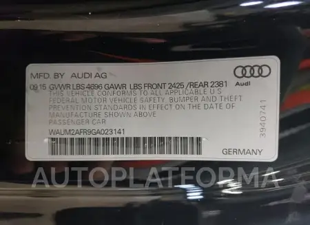 AUDI A5 PREMIUM 2016 vin WAUM2AFR9GA023141 from auto auction Copart