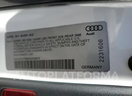 AUDI A5 PREMIUM 2021 vin WAUDACF56MA059974 from auto auction Copart