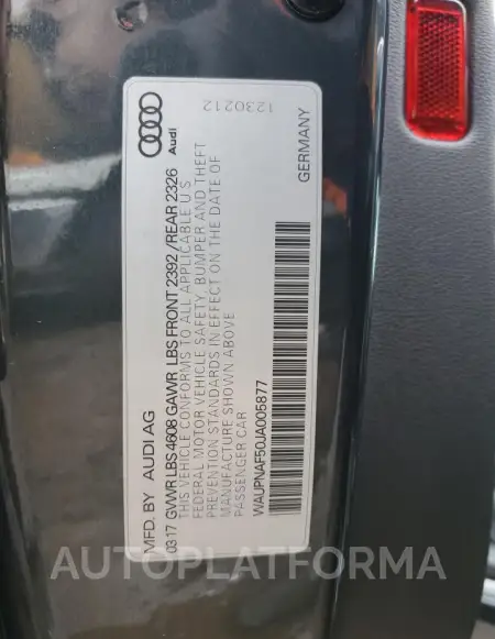 AUDI A5 PREMIUM 2018 vin WAUPNAF50JA005877 from auto auction Copart