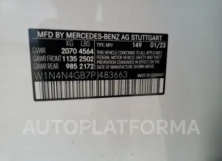 MERCEDES-BENZ GLA 250 2023 vin W1N4N4GB7PJ483663 from auto auction Copart