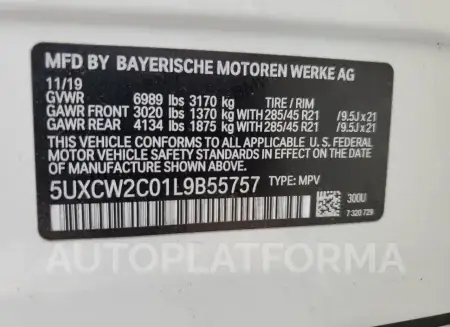 BMW X7 XDRIVE4 2020 vin 5UXCW2C01L9B55757 from auto auction Copart