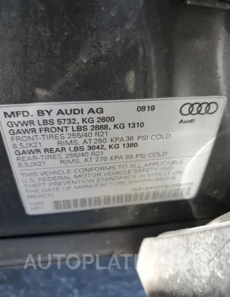 AUDI SQ5 PREMIU 2020 vin WA1B4AFY8L2009208 from auto auction Copart