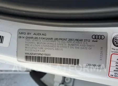 AUDI A6 PREMIUM 2015 vin WAUGFAFC5FN015820 from auto auction Copart