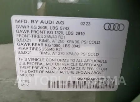 AUDI SQ5 PREMIU 2023 vin WA1B4AFY9P2103264 from auto auction Copart