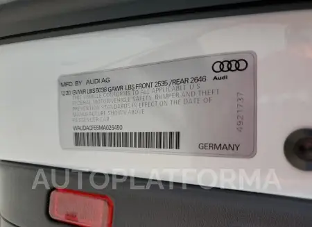 AUDI A5 PREMIUM 2021 vin WAUDACF55MA026450 from auto auction Copart