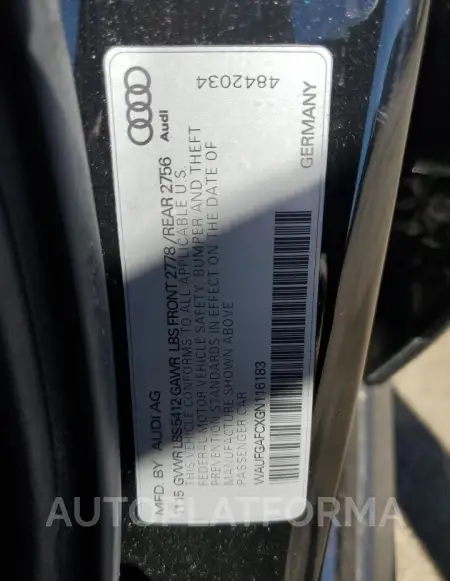 AUDI A6 PREMIUM 2016 vin WAUFGAFCXGN116183 from auto auction Copart