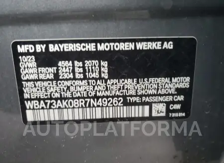 BMW 228XI 2024 vin WBA73AK08R7N49262 from auto auction Copart