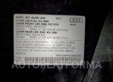 AUDI SQ5 PRESTI 2018 vin WA1C4AFY3J2083105 from auto auction Copart