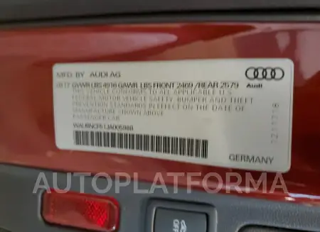 AUDI A5 PREMIUM 2018 vin WAUBNCF51JA005988 from auto auction Copart