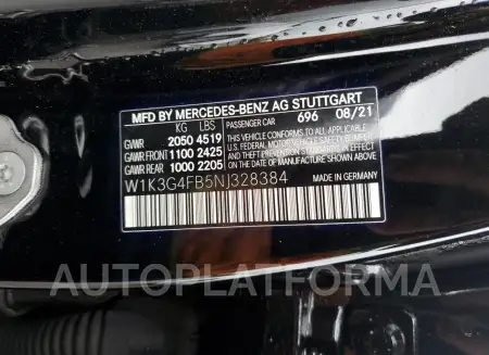 MERCEDES-BENZ A 220 4MAT 2022 vin W1K3G4FB5NJ328384 from auto auction Copart