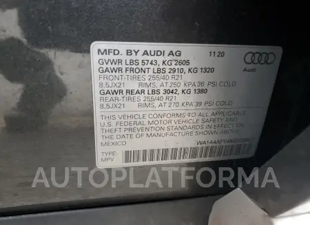 AUDI SQ5 PREMIU 2021 vin WA1A4AFY4M2029971 from auto auction Copart