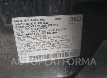 AUDI SQ5 PREMIU 2020 vin WA1B4AFY6L2019929 from auto auction Copart