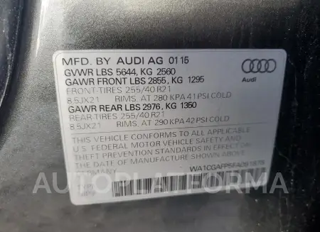 AUDI SQ5 PREMIU 2015 vin WA1CGAFP5FA091878 from auto auction Copart