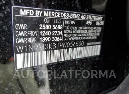 MERCEDES-BENZ EQB 300 4M 2023 vin W1N9M0KB1PN056500 from auto auction Copart