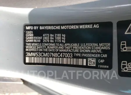 BMW M240XI 2022 vin 3MW53CM07N8C47003 from auto auction Copart