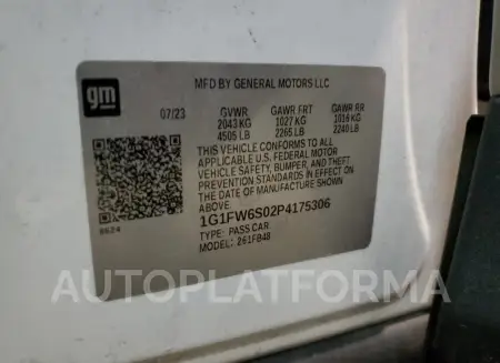 CHEVROLET BOLT EV 1L 2023 vin 1G1FW6S02P4175306 from auto auction Copart