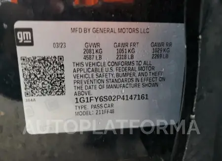 CHEVROLET BOLT EUV L 2023 vin 1G1FY6S02P4147161 from auto auction Copart