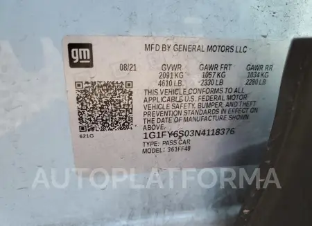 CHEVROLET BOLT EUV L 2022 vin 1G1FY6S03N4118376 from auto auction Copart