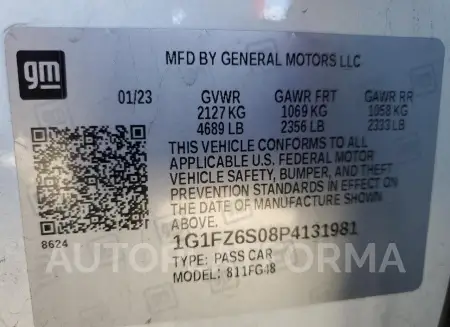 CHEVROLET BOLT EUV P 2023 vin 1G1FZ6S08P4131981 from auto auction Copart